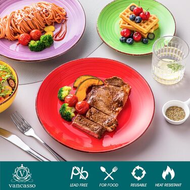 Набір посуду Vancasso Bonita 24 елементи, блакитний, кераміка, сервіз на 6 осіб, ручне розпису, спиральні візерунки