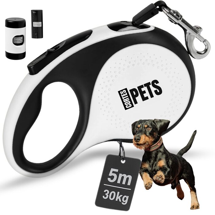Висувна поводок для собак великих порід Flexi, 8м, до 50кг з гальмом та тримачем для відходів (15 шт.)