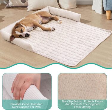 OKYUK Лежанка для собак, м'яка та зручна, лежанка-кошик, диван для собак, чохол для дивана, ручне прання, неслизька, підходить для собак з довгою шерстю (темно-сірий, 75x75x13 см) (90x90x10 см, бежевий)