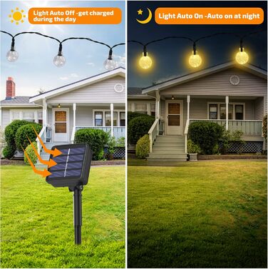 Сонячна гірлянда для вулиці, 60 LED, 13.2м, 8 режимів, IP65, тепле світло. Декорація для балкона, тераси, саду, ялинки.