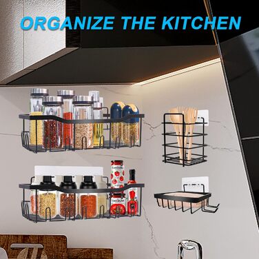 Дзеркальна поличка для душу WAOAW без свердління, 2 шт. Чорний, нержавіюча сталь, для шампуню, гелю для душу, мила, косметики