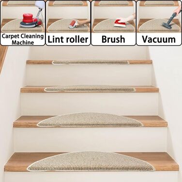 Qingbei Rina 22x65cm Non-Slip Stair Treads - 15 Piece Set - Adhesive Wood Step Mats for Indoor Safety & Floor Protection (Beige)