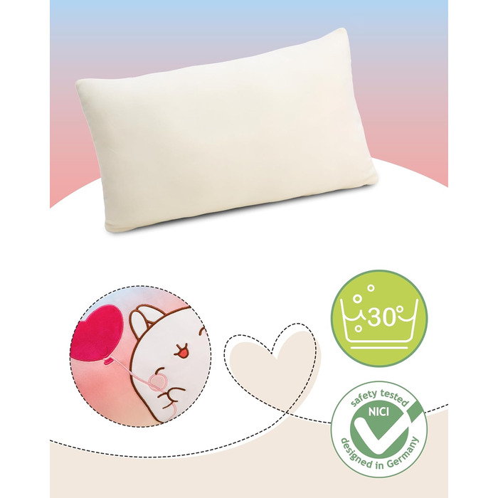 Дитяча плюшева подушка NICI MOLANG 43x25 см, м’яка іграшка для хлопчиків, дівчаток і малюків, кольорова, для дому, садка та подорожей