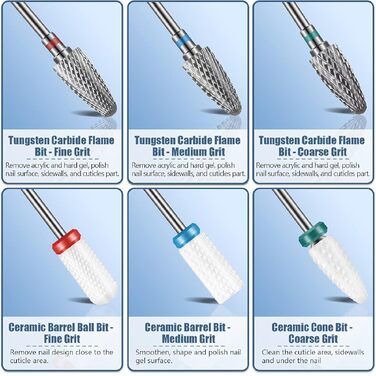 Набір свердел для нігтів Depvko 13 шт. (вольфрам карбід, кераміка, діамант)