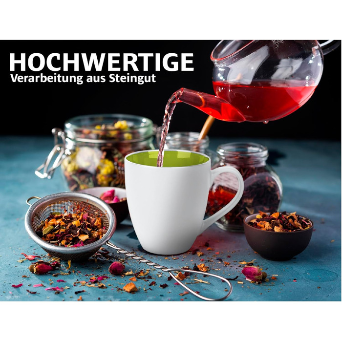 Набір кавових чашок Miamio Le Papillon (6 шт., 350 мл) - біло-червоний, біло-зелений