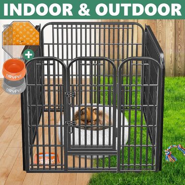 Вольєр для цуценят Freilaufgehege XXL: просторий вольєр для собак, котів, кроликів з дахом та анкерами. 8 секцій по 80x80 см, чорний