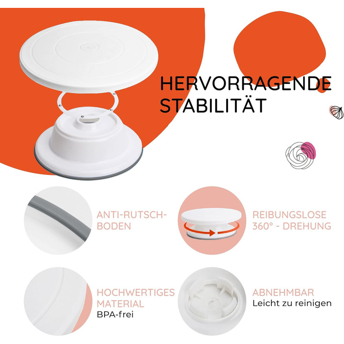 Wenburg Набір для приготування тортів: поворотна платформа, аксесуари (стійка, шпатель, підставка), E-book