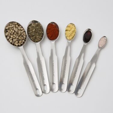 Measuring cups and spoons, 13-piece complete set of professional-grade quality 18/8 stainless steel – 7 stackable cups and 12 spoons, perfect for storing dry and liquid ingredients.