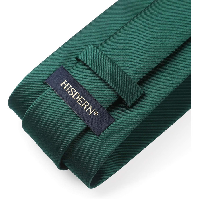 HISDERN Комплект краватки, нагрудного хустинки та краваткової затискачки для весілля. Однотонні кольори, універсальний розмір, зелений.