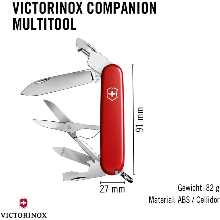 Мультитул VICTORINOX Companion 16 функцій, Swiss Made, для жінок, у подарунковій коробці (рожевий, блакитний, червоний)