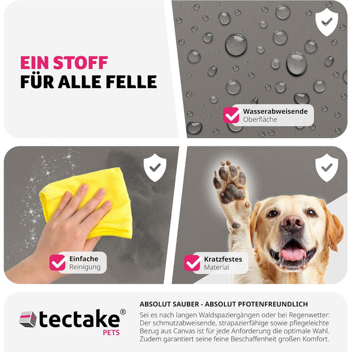 Автокрісло для собак tectake®: зручне автоліжко для собак з підсумком, 55 x 50 x 29 см, сіре