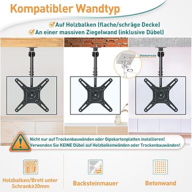 Кронштейн для телевізора та монітора ELIVED складаний, 14-42 дюйми, до 10 кг, VESA 200x200 мм, регульований, для шафи/похилого даху EV3030