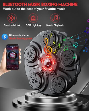 Adult Music Boxing Machine - LED Light Box Wall with Music Box, Boxing Gloves, Bluetooth Music Machine, 9 Adjustable Speeds for Kids
