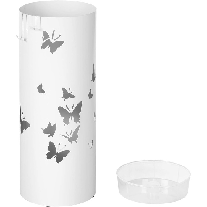 Підставка для парасоль під SONGMICS, металева, кругла, біла, з водозбірником, 49 x 19,5 см