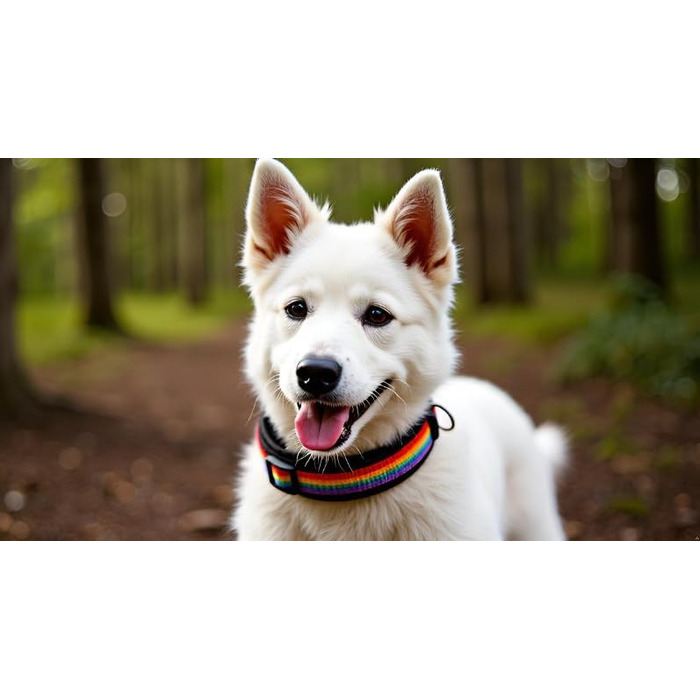 Нашийник для собак Extra-Breit & Weich з неопреновою підкладкою (Райдуга на чорному, S) S (38-43 см) Райдуга на чорному