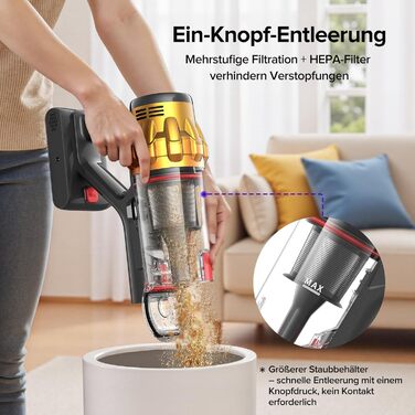 Бездротовий акумуляторний пилосос Lubluelu 550W/50KPa з дисплеєм та антизаплутувальною насадкою, до 50 хвилин роботи, для твердих поверхонь, килимів та шерсті тварин