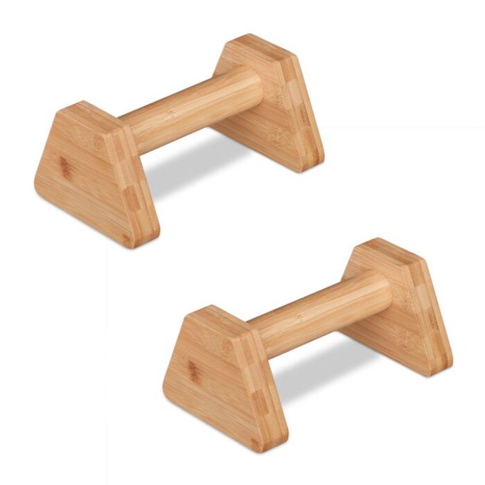 Relaxdays Bamboo Parallettes - Set of 2