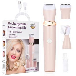 Електричний жіночий стайлер ACWOO 4-в-1: стайлер для тіла, тример для обличчя, носа, вух, зони бікіні, USB-зарядка (рожевий)