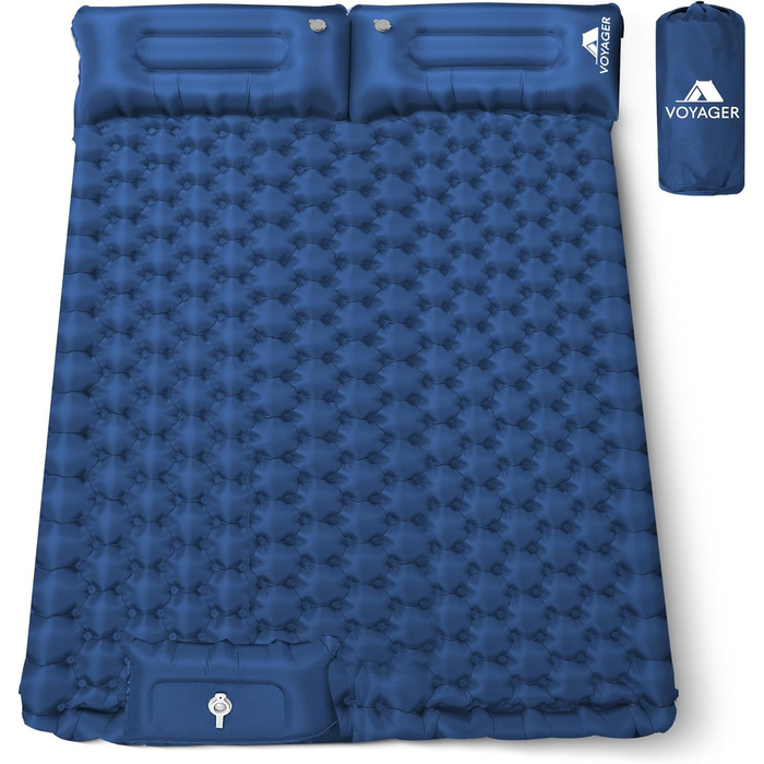 Кемпінгова матрац Voyager Single Ultraleicht: легка, самонадувна, для кемпінгу та подорожей, з сумкою (блакитна, двоспальна)