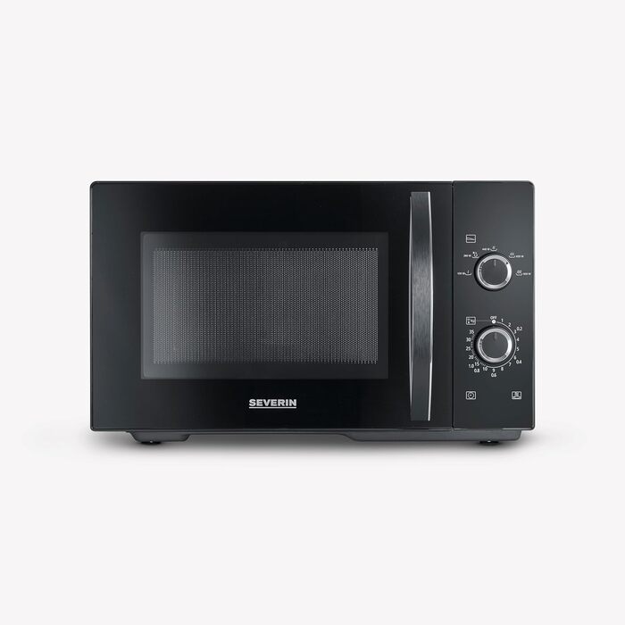 Мікрохвильова піч Severin 2-в-1 з грилем, 20 л, чорна, MW 7762. Плоский скляний стіл, 2 рівні, для кутового посуду, легке очищення
