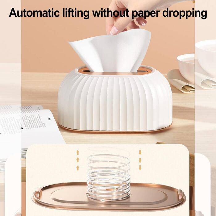 ZYWUOY Multifunctional decorative patterned rectangular tissue box holder, White