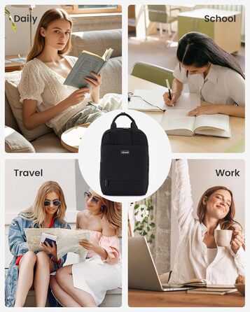 LOVEVOOK Рюкзак для ноутбука, 15.6 дюймів, жіночий, для школи/університету, подорожей, чорний