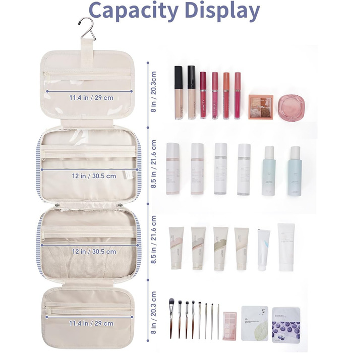 Набір для гігієни Narwey для дівчаток: велика косметичка/валіза для душу з сіткою, зелено-блакитна, L