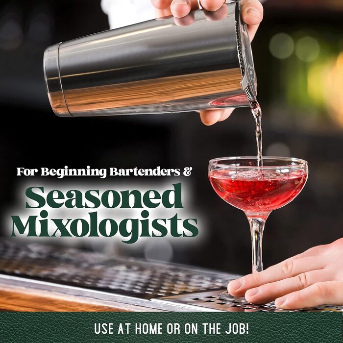 Stainless Steel Cocktail Shaker Set - Mixology Bar Set with Accessories | Silver Cocktail Kit
