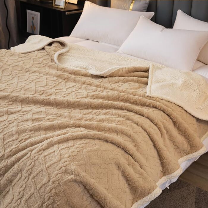 Плед Sherpa-Fleece з начосом, двосторонній, плюшевий, м'який, сірий-блакитний, 150 x 200 см