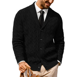 Кардиган чоловічий PJ PAUL JONES з коміром-шарфом, великий в'язання, чорний