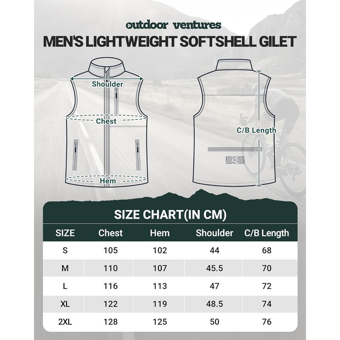 Чоловіча вітро- та водонепроникна жилетка Outdoor Ventures Softshe для їзди на велосипеді, XL, темно-зелений