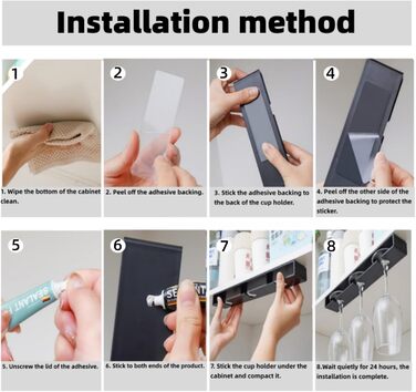 Кріплення для келихів вина на шию, самоклеючі тримачі для келихів, підвісна полиця для келихів вина, полиця для келихів без свердління під шафу, кріплення для келихів на барі (білий 1, 2)