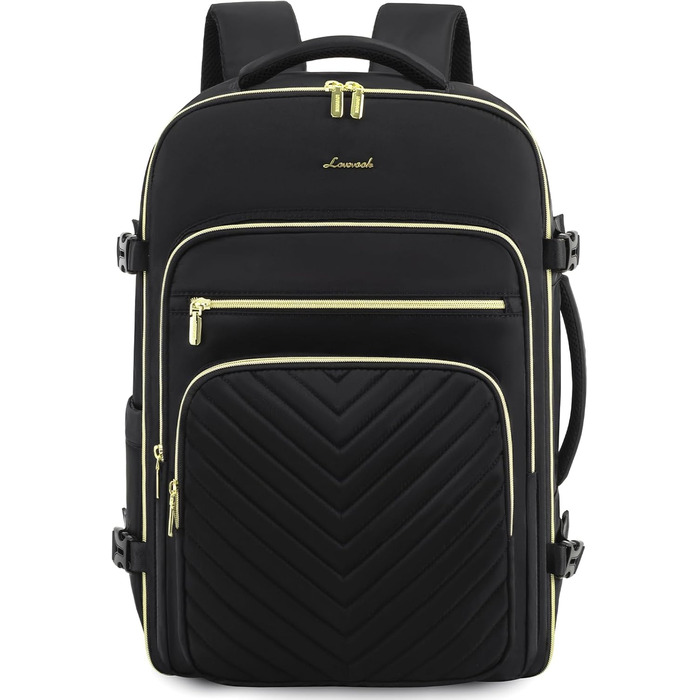 LOVEVOOK Рюкзак для ручної поклажі, 40L, водонепроникний, для ноутбука 17 дюймів, Easyjet, для подорожей, роботи, трекінгу, оливково-бежевий (18 дюймів, A-чорний)