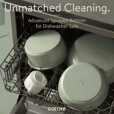 Набір посуду Carote Granite 11 предметів з антипригарним покриттям, індукційна сумісність, знімні ручки, зелений – для дому та кемпінгу