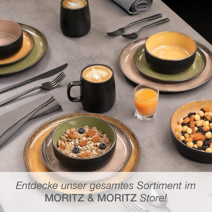 Набір кавових чашок Moritz & Moritz VIDA, 6 шт., чорний колір, 380 мл, з ручкою, з високоякісного порцеляну