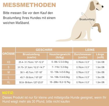 Нашийник та поводок для собак Haapaw, антинатяг, регульований, світловідбиваючий, Step-in, для цуценят та маленьких собак, посилена підкладка, колір Бежевий, розмір M (38.1-45.7 см, 4.5-6.8 кг)