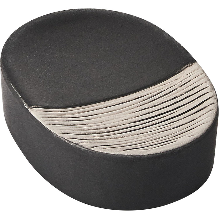 Bathroom set black/beige 4-piece made of natural stone Dolomite, striped Coro