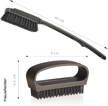 Набір ручних щіток Hausfelder для душу: жорсткі, для нігтів та спини, з ручкою, чорний антрацит, матовий