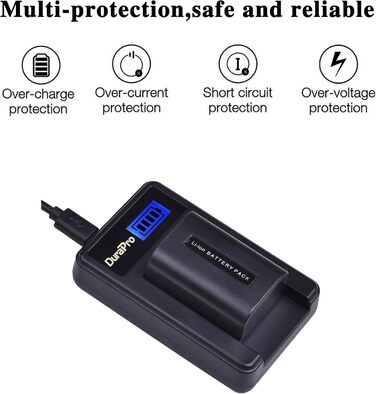 Запасний акумулятор DuraPro 1200mAh NP-FV50 + зарядний пристрій USB LCD для Sony NP-FV30/FV40/FV50 (HDR-CX150E, HDR-CX170, HDR-SR68, DCR-SR20E, HDR-CX190, HDR-CX130)