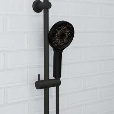 SCHÜTTE Hand Shower SAMOA RAIN | Velvet Jet Technology | Showerhead with over 300 nozzles | 3 adjustable spray patterns | Anti-limescale showerhead for the shower | White (Black)