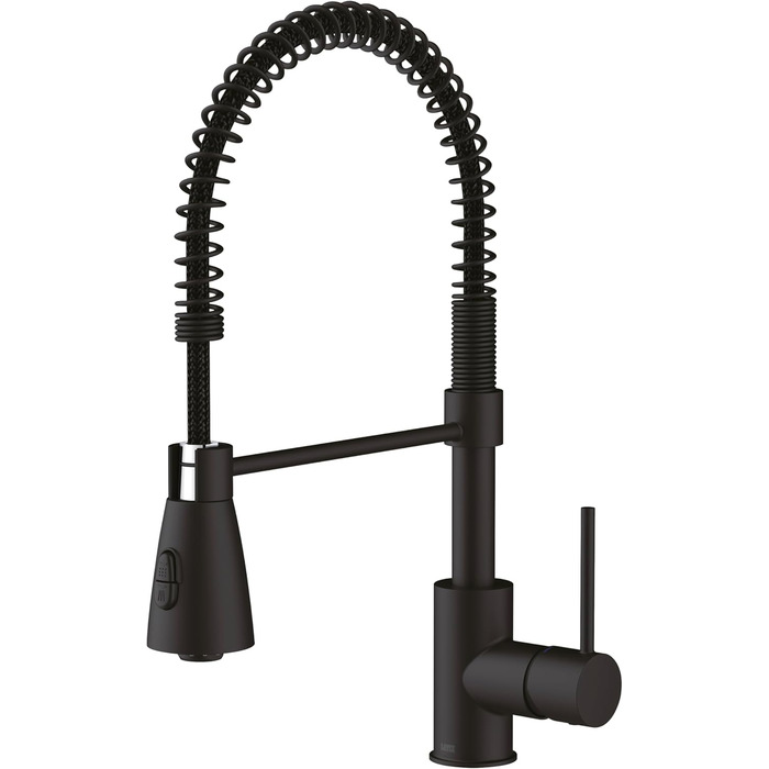 Кухонний змішувач Lenz KALANI² в стилі - з регульованою насадкою для миття посуду – легка установка та висока якість обробки – 46070322 (Для високого тиску, Чорний)
