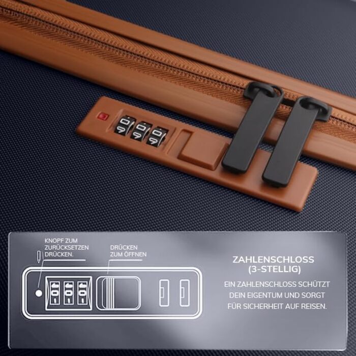 Набір валіз FERGÉ Milano 3 шт. з жорсткою оболонкою (ручна поклажа, L, XL) - Roll-Koffer, 4 колеса, ABS, кавовий (5 шт., синьо-коричневий)