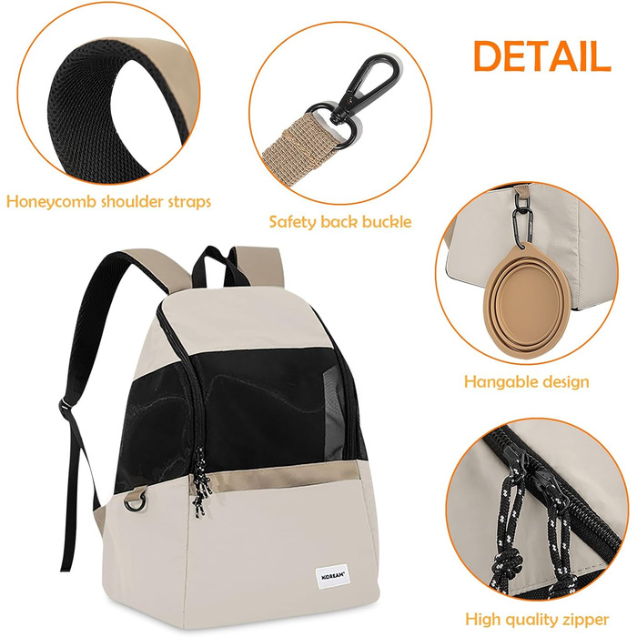 Рюкзак-переноска для тварин ALLSOPETS: для котів та маленьких собак. Зручний, дихаючий, для подорожей, кемпінгу, прогулянок. Бежевий колір