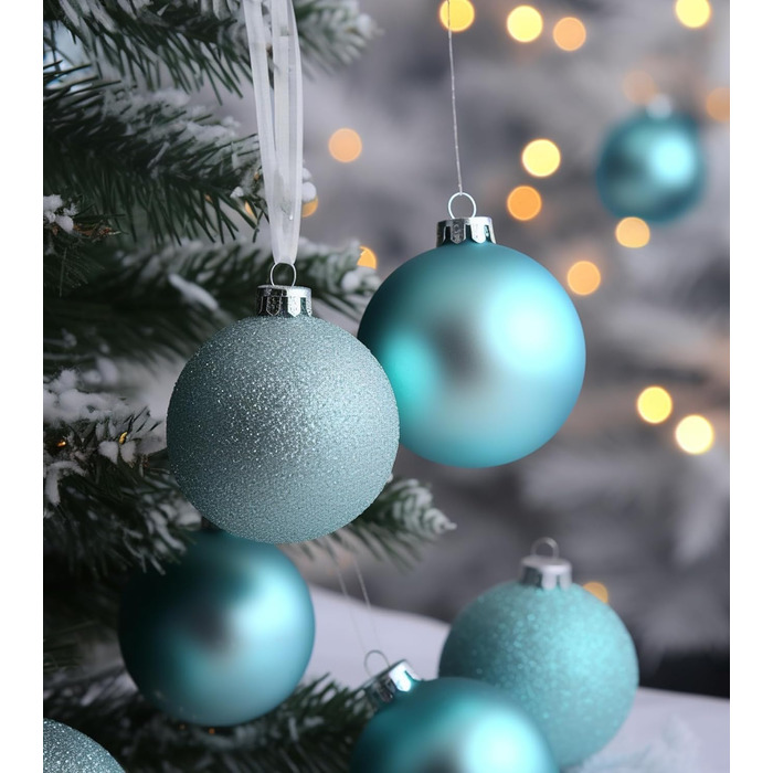 36 блакитних новорічних кулі для прикраси ялинки, 6 см, новорічний декор