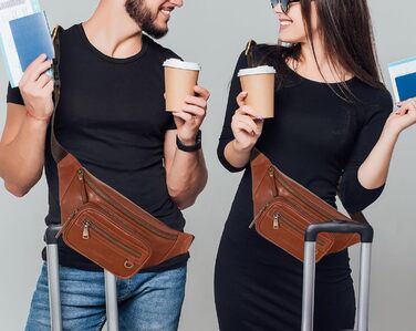 Чоловіча поясна/животна сумка Marc Peter® Varadero з натуральної шкіри Наппа | Сумка на пояс/через плече | Vintage коричневий