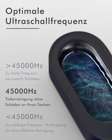 Ультразвуковий очищувач для окулярів та прикрас (срібне покриття) | Очищувач окулярів | Очищувач прикрас | Чорний