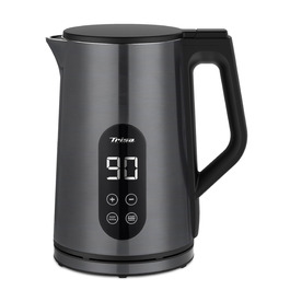Електричний чайник Trisa Digital Boil з подвійними стінками, 1.7л, регулювання температури (40-100°C), нержавіюча сталь, сенсорне дисплеї, функція підтримання тепла 4г, корпус Cool Touch, колір антрацит
