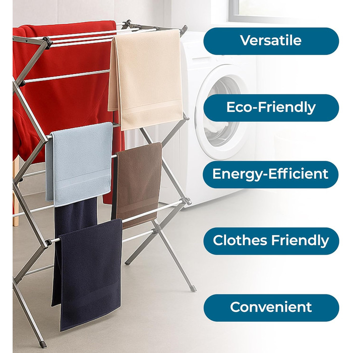 Сушарка для білизни складана Honey-Can-Do, сіра, 23 кг (біло-срібляста)