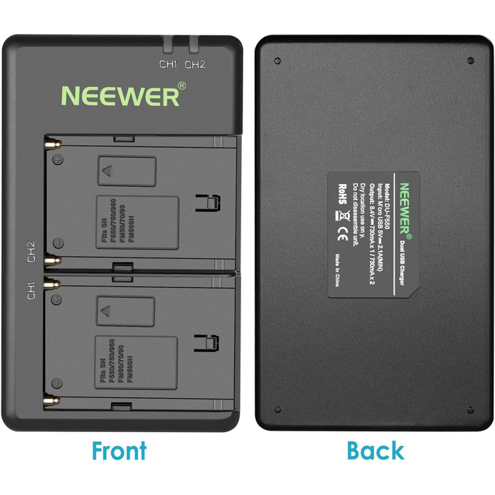 Акумулятор NEEWER NP-F750 2x 5600 mAh з USB-зарядним пристроєм, сумісний з Sony NP-F550/570/750/770/930/950/FM55H/FM500H/QM71/QM91/QM71D, NEEWER LED-ліхтарі, монітори, моторні слайдери