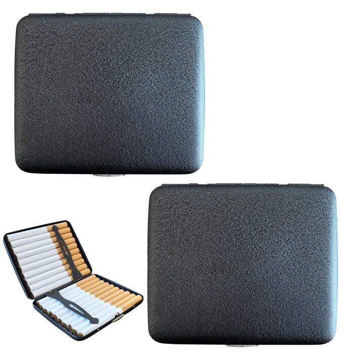 Металеве тютюнопакувальник для 20 цигарок, чорний матовий (2 шт.)